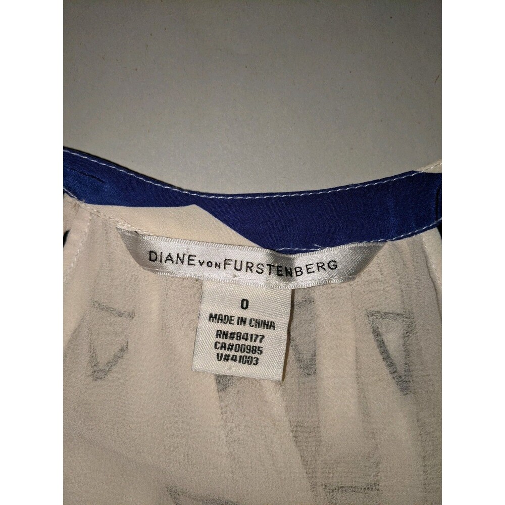 DVF Diane von Furstenberg 100% Silk Tunic Mini Dress Sz 0 XS S Ivory Geometric - Picture 15 of 16